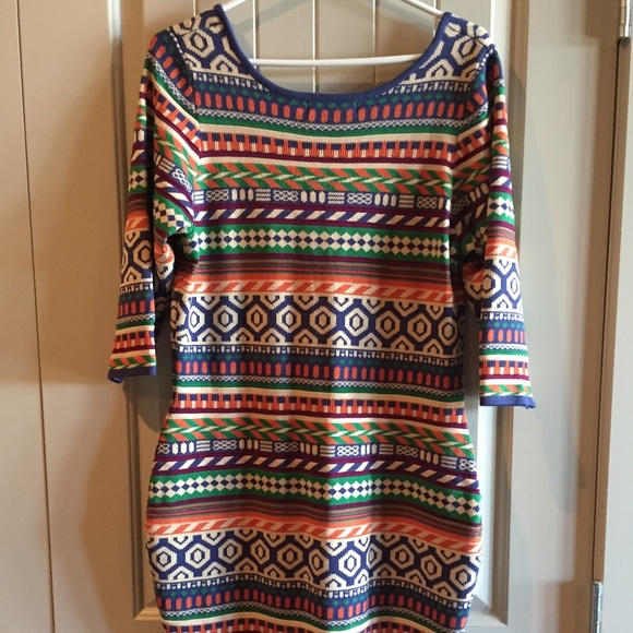 Multi Patterned Fashion to Figure Sweater Dress - Picture 7 of 7